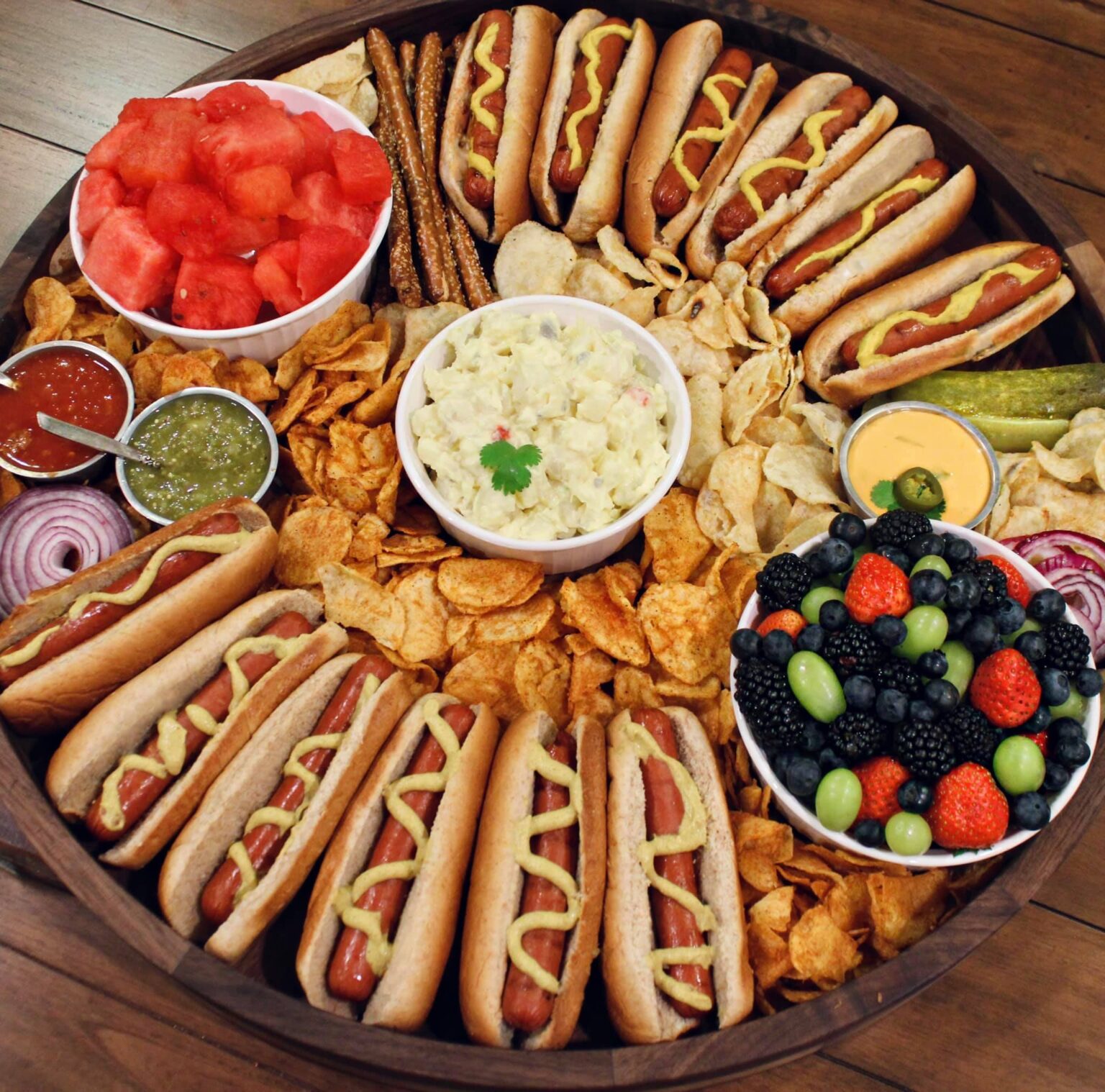 Hot Dog Charcuterie Board - The Fox On The Rocks